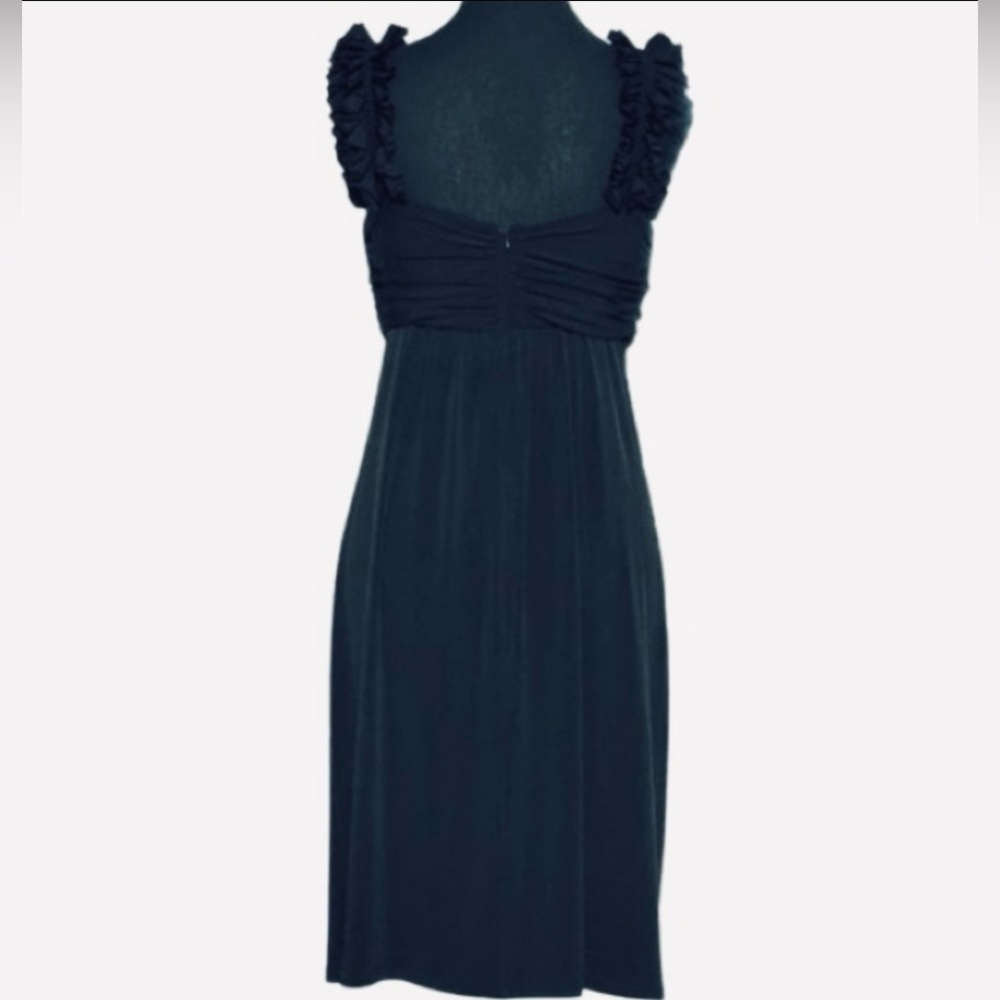 Maggy London Size 12 Spandex Dress Sleeveless Ruffled Black Cocktail Large - Picture 4 of 10